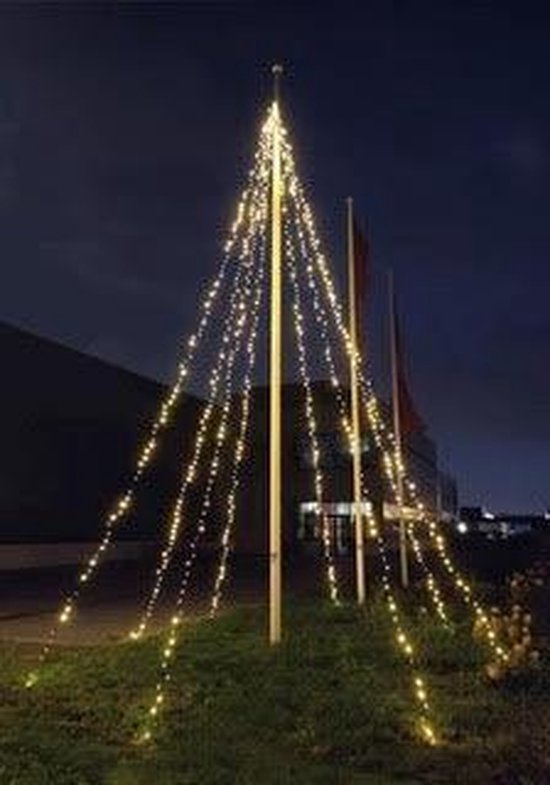 Vlaggenclub Kerstboom LED Verlichting XL - Geschikt Als Vlaggenmast Kerstverlichting - Lengte 8 m - 800 Lichtpunten - Vlaggenclub