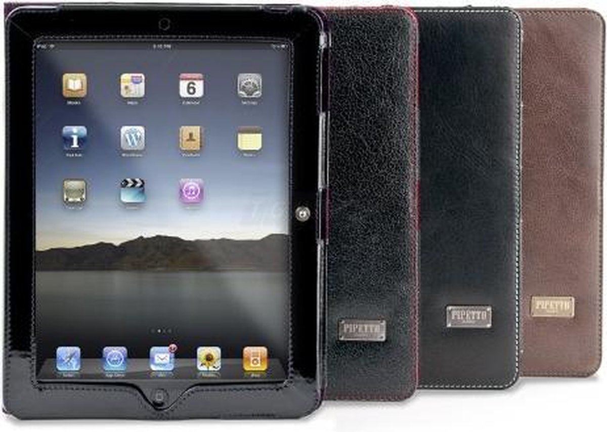 iPad 3G Leather Portfolio Case (Tri-Fold Stand) - Vintage Black
