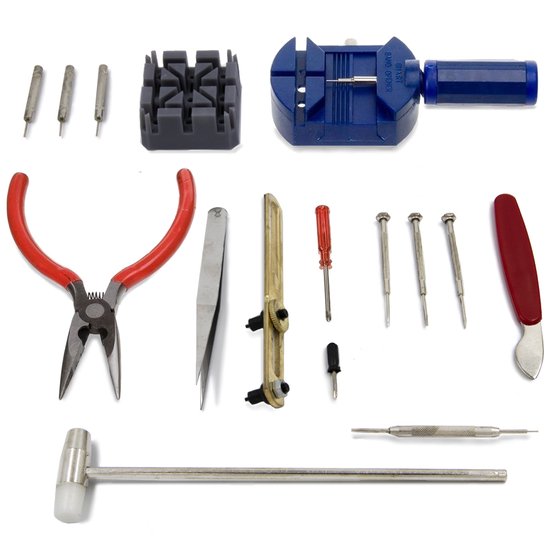 MMOBIEL 16-delige Professioneel Horlogemaker Sieradenreparatie Toolkit - incl. Horloge Band Pin Link Verwijderaar, Achterkant Opener Schroefmoersleutel - voor Horloge Reparaties en Plaatsen van de Batterijen