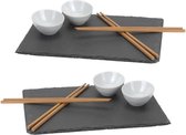 7-Delige sushi set voor 8x personen - Leisteen plankje/kommetje/eetstokjes