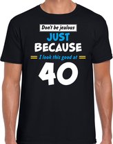 Dont be jealous just because i look this good at 40 cadeau t-shirt zwart voor heren - 40 jaar verjaardag kado shirt / outfit S