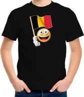 Belgie supporter / fan emoticon t-shirt zwart voor kinderen 134/140