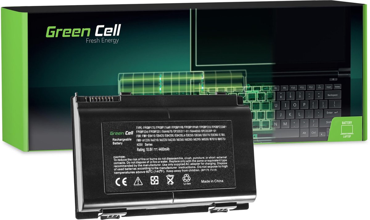 GREEN CELL Batterij voor Fujitsu-Siemens LifeBook E8410 E8420 E780 N7010 AH550 NH570 / 11,1V 4400mAh