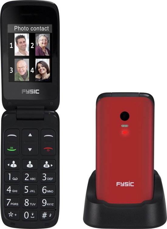 Fysic FM-9710RD - Senioren Mobiele klaptelefoon - SOS Noodknop en Grote  toetsen - met... | bol.com