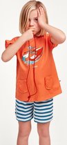 Woody pyjama meisjes - koraalroze - zeemeeuw - 211-1-PSG-S/555 - maat 104