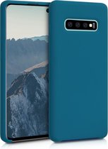 kwmobile telefoonhoesje geschikt voor Samsung Galaxy S10 Plus / S10+ - Hoesje met siliconen coating - Smartphone case in mat petrol
