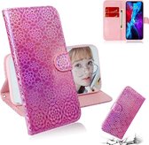 Voor iPhone 12 Effen Kleur Kleurrijke Magnetische Gesp Horizontale Flip PU Lederen Case met Houder & Kaartsleuven & Portemonnee & Lanyard (Roze)