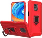 Voor Geschikt voor Xiaomi Pocophone M2 Pro koolstofvezel beschermhoes met 360 graden roterende ringhouder (rood)