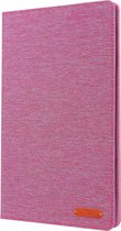 Voor Galaxy Tab a 10.1 (2019) T510 / T515 stoffen Teature horizontale flip PU lederen tas met houder en kaartsleuven (rose rood)