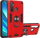 Voor OPPO Realme 5 Pro 2 in 1 Armor Series PC + TPU beschermhoes met ringhouder (rood)