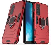 Voor vivo V20 SE PC + TPU schokbestendige beschermhoes met magnetische ringhouder (rood)