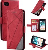 Voor iPhone SE 2020/8/7 Skin Feel Splicing Horizontale Flip Leather Case met houder & kaartsleuven & portemonnee & fotolijst (rood)