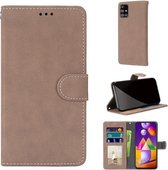 Voor Samsung Galaxy M31s Retro Frosted Horizontale Flip PU lederen tas met houder & kaartsleuven & portemonnee & fotolijst (beige)