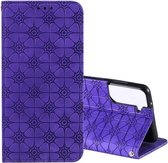 Voor Samsung Galaxy S21 + 5G Lucky Flowers Embossing Pattern Magnetische horizontale flip lederen tas met houder & kaartsleuven (paars)