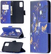 Voor Samsung Galaxy A02s (EU-versie) Gekleurd tekeningpatroon Horizontale lederen flip-hoes met houder & kaartsleuven en portemonnee (paarse vlinder)