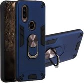 Voor Motorola Moto P40 2 in 1 Armor Series PC + TPU beschermhoes met ringhouder (koningsblauw)