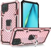 Voor Huawei P40 lite Cool Armor PC + TPU schokbestendig hoesje met 360 graden rotatie ringhouder (roségoud)