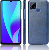 Voor Oppo Realme C15 schokbestendige Litchi Texture PC + PU-hoes (blauw)