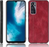 Voor vivo V20 SE schokbestendig naaien koe patroon huid PC + PU + TPU hoesje (rood)