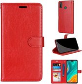 Voor Huawei Y8s Pure Color Horizontale Flip PU lederen tas met houder & kaartsleuven & portemonnee & fotolijst (rood)