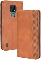 Voor Motorola Moto E7 Magnetische Gesp Retro Crazy Horse Textuur Horizontale Flip Leren Case met Houder & Kaartsleuven & Fotolijst (Bruin)