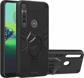 Voor Motorola Moto G8 Play 2 in 1 Armor Knight Series PC + TPU beschermhoes met onzichtbare houder (zwart)