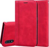 Voor Samsung Galaxy A01 Frosted Business Magnetische Horizontale Flip PU lederen tas met houder & kaartsleuf & lanyard (rood)