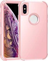 Voor iPhone XS Max 3 in 1 All-inclusive schokbestendige airbag siliconen + pc-hoes (rosÃ©goud)
