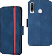 Voor Huawei P30 lite Retro Frosted Oil Side Horizontal Flip Case met houder en kaartsleuven (blauw)