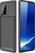 Voor Galaxy A91 / M80s Carbon Fiber Texture Shockproof TPU Case (Zwart)