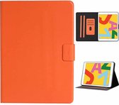 Voor iPad 10.2 effen kleur horizontale flip lederen tas met kaartsleuven en houder en slaap / waakfunctie (oranje)