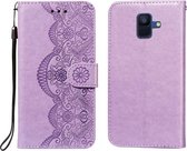 Voor Samsung Galaxy A6 (2018) Flower Vine Embossing Pattern Horizontale Flip Leather Case met Card Slot & Holder & Wallet & Lanyard (Purple)
