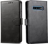 Voor Galaxy S10 + GUSSIM zakelijke stijl horizontale flip lederen tas met houder & kaartsleuven & portemonnee (zwart)