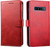 Voor Galaxy S10 GUSSIM zakelijke stijl horizontale flip lederen tas met houder & kaartsleuven & portemonnee (rood)