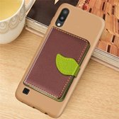 Leaf Buckle Litchi Texture kaarthouder PU + TPU Case voor Galaxy M10, met kaartsleuf & portemonnee & houder & fotolijst (bruin)