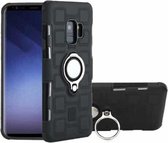 Voor Galaxy S9 2 in 1 kubus PC + TPU beschermhoes met 360 graden draaien zilveren ringhouder (zwart)