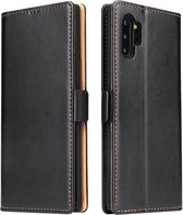 Voor Galaxy Note10 + Dermis Texture PU + TPU Horizontale Flip lederen tas met houder & kaartsleuven & portemonnee (zwart)