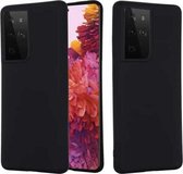 Voor Samsung Galaxy S21 Ultra 5G Pure Color Vloeibare siliconen schokbestendige volledige dekking hoes (zwart)
