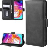 Voor Galaxy A20s Wallet Stand Leather Cell Phone Case met Portemonnee & Houder & Kaartsleuven (Zwart)