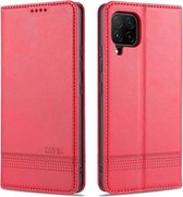 Voor Samsung Galaxy A42 5G AZNS Magnetische Kalf Textuur Horizontale Flip Leren Case met Kaartsleuven & Houder & Portemonnee (Rood)