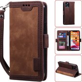 Voor iPhone 11 Pro Max Retro Splicing Horizontale Flip Leather Case met Card Slots & Holder & Wallet (Brown)