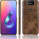 Shockproof Litchi Texture PC + PU Case voor Asus Zenfone 6 / 6Z ZS630KL (Bruin)