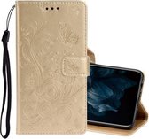 Voor Huawei Y7P / P40 lite E Pressed Printing Butterfly Pattern Horizontale Flip Leather Case met houder & kaartsleuven (goud)