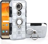 Voor Motorola Moto E5 Plus US versie 2 in 1 kubus PC + TPU beschermhoes met 360 graden draaien zilveren ringhouder (zilver)