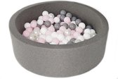 Ballenbad 90x30cm inclusief 200 ballen - Donker grijs: wit, parel, transparant, zilver, roze, mint