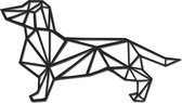Hout-Kado - Tekkel - Small - Zwart - Geometrische dieren en vormen - Hout - Lasergesneden- Wanddecoratie