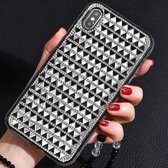 TPU + epoxy driehoekig glas diamant telefoon beschermhoes voor iPhone XS / X (zwart wit)