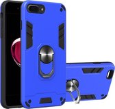 Voor iPhone 8 Plus / 7 Plus 2 in 1 Armor Series PC + TPU beschermhoes met ringhouder (donkerblauw)