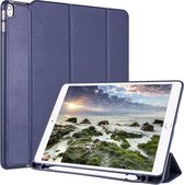 Voor iPad Pro 10,5 / Air3 10,5 inch horizontale flip tablet-pc PU lederen tas met drie-vouwbare houder en pennensleuf (donkerblauw)