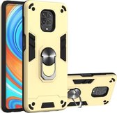 Voor Geschikt voor Xiaomi Redmi Note 9S / Note 9 Pro / Note 9 Pro Max 2 in 1 Armor Series PC + TPU beschermhoes met ringhouder (goud)